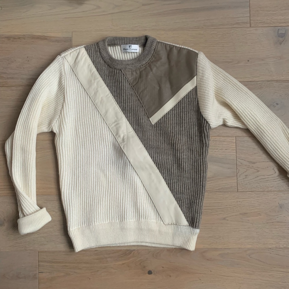 Pierre Fontaine PARIS Leather and Wool Sweater